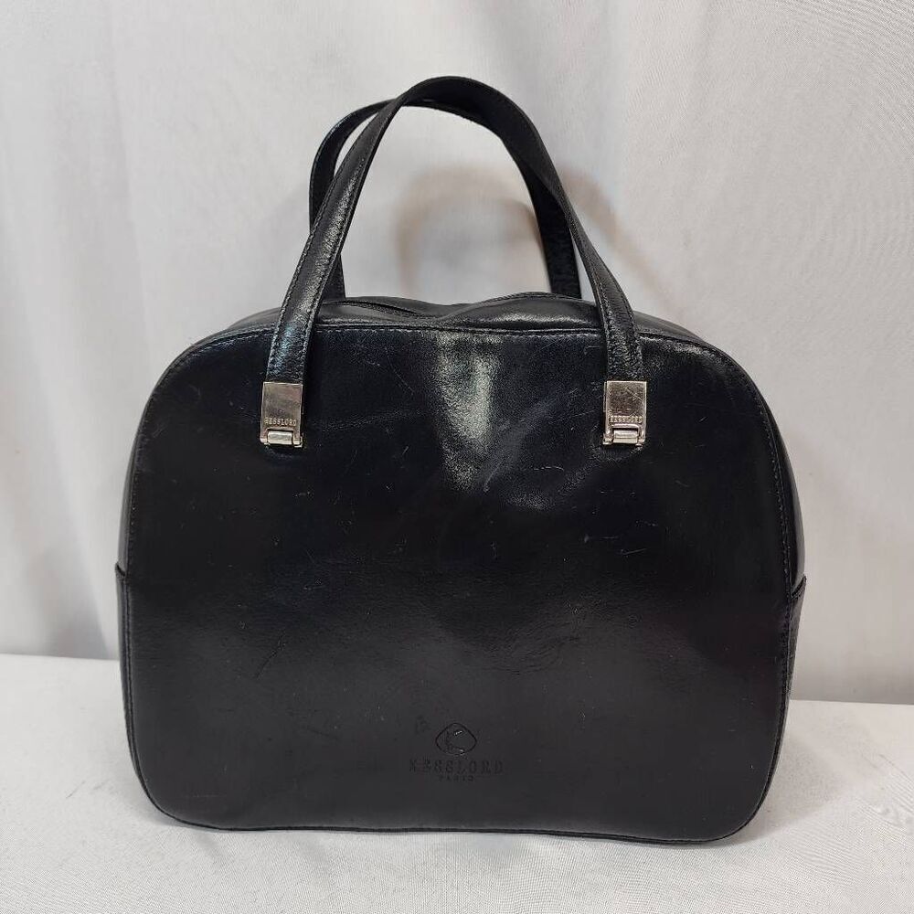 KessLord Black Calfskin Double-Handle Handbag